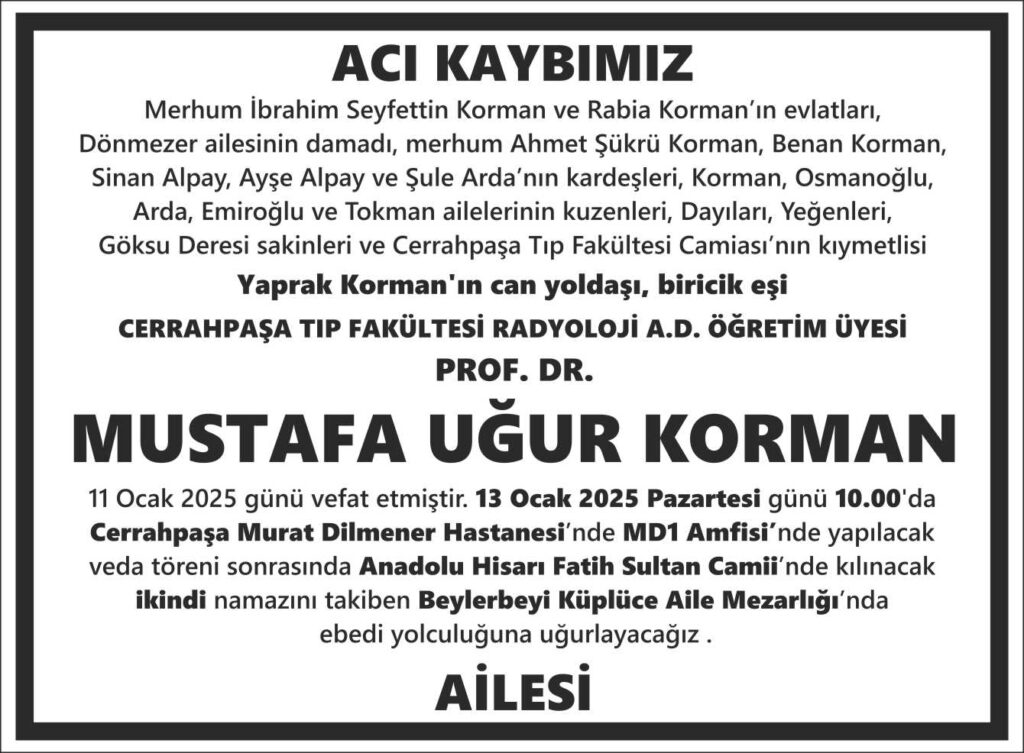 Gazete ölüm ilanı örneği